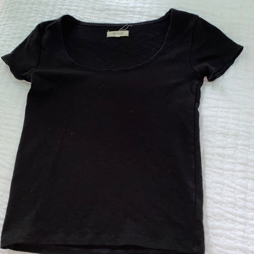 MADEWELL black fitted scoop neck tee